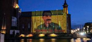 İsveç'te PKK sembolleri ve Öcalan fotoğrafı belediye binasına yansıtıldı